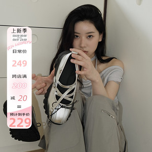 Mooreyu2023年新款时尚厚底玛丽珍鞋女夏圆头休闲单鞋黑色小皮鞋