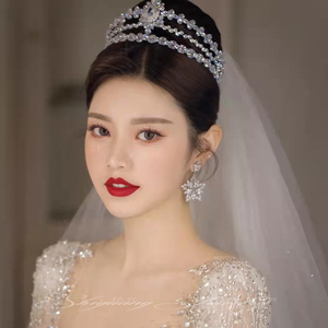 新娘韩式水钻锆石皇冠高端大气韩式婚纱礼服结婚头饰盘发头饰品