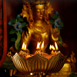 佛堂寺庙纯铜佛前供灯九星万字莲花酥油灯液体油灯供佛烛台长明灯