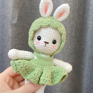 小红书同款手工diy钩针毛线编织玩偶小兔子材料包钥匙扣挂件视频