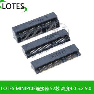 LOTES MINIPCIE连接器 MINIPCI-E插槽 插座52P H4.0 5.2 9.0