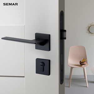 意大利semar西玛北欧风现代简约黑色静音门锁磁力极简分体门把手