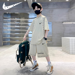 耐克顿男童短袖套装运动休闲夏装新款儿童两件套半袖韩版男孩衣服