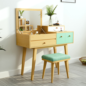 北欧创意梳妆台翻盖折叠储物柜小户型迷你化妆桌现代简约卧室家具
