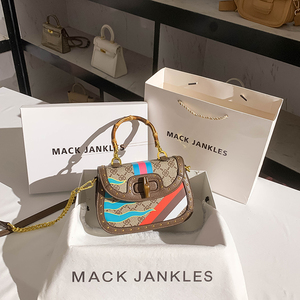 香港mack jankles真皮高级感轻奢竹节手提马鞍包女夏季时尚斜挎包