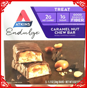 预美国atkins阿特金斯caramel nut chew bar代餐棒焦糖花生营养棒