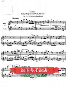 科勒 40首长笛二重奏 卷2 共15首 双长笛谱正谱 原版正谱