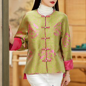 唐装女装中国风妈妈秋装洋气上衣新中式盘扣春秋时尚高贵短款外套