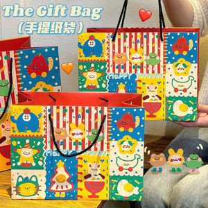 61儿童节童趣手提礼品袋ins可爱百搭生日礼物包装纸袋大号节日