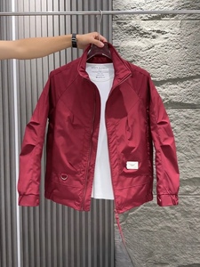 春季男士立领夹克2024新款修身时尚百搭酒红色外套休闲短款外套男
