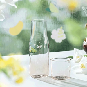 星巴克23夏渐粉模拟石头纹理自然系列玻璃冷泡咖啡壶茶水杯子套装