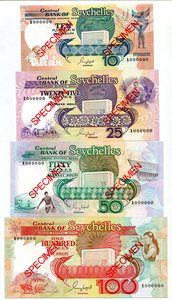 塞舌尔 10 25 50 100卢比 ND（1989） 样钞 样币 纸币 UNC全新