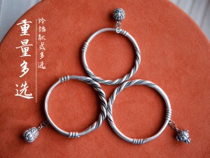 迦品笑纯手工99足银红楼梦虾须绞丝镯麻花抽拉铃铛仿古项圈手镯