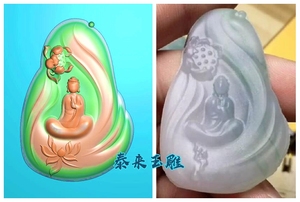 随型莲花坐无相佛悟道挂件精雕图浮雕玉雕灰度图jdpbmp电脑雕刻图