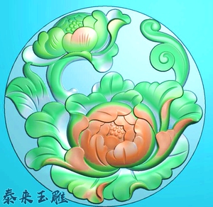 精雕图jdp灰度图bmp浮雕图玉雕圆牡丹 圆牌 玫瑰 圆花 花开富贵