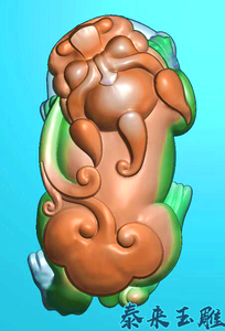 扫描无线条立体招财貔貅如意精雕图浮雕玉雕灰度图电脑雕刻jdpbmp