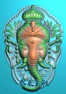 大象头 象神 吉象吉祥 精雕图 浮雕玉雕灰度图 电脑雕刻 jdp bmp