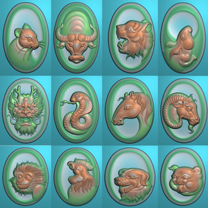 浮雕图玉雕图jdp电脑雕刻精雕图12生肖十二生肖全套图羊猴鸡狗猪
