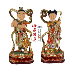海鑫佛具 树脂玻璃钢敦煌彩佛像 金童玉女 善财童子龙女 8寸