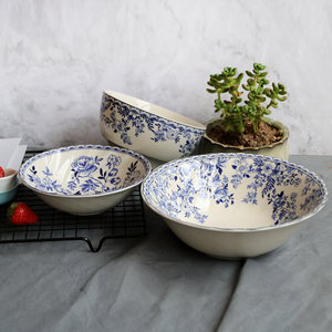 英国出口中式青花碗五英寸米饭碗面碗汤碗家用大号清仓创意陶瓷碗