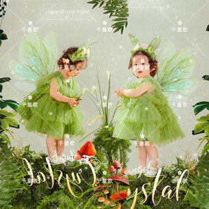 小童小精灵森系写真艺术照影楼女童超仙纱裙拍照主题儿童花仙子服