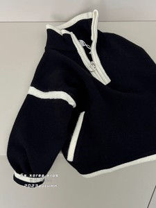 韩国代购童装男童毛衣2023秋冬装儿童针织衫女童半拉链翻领羊毛衫