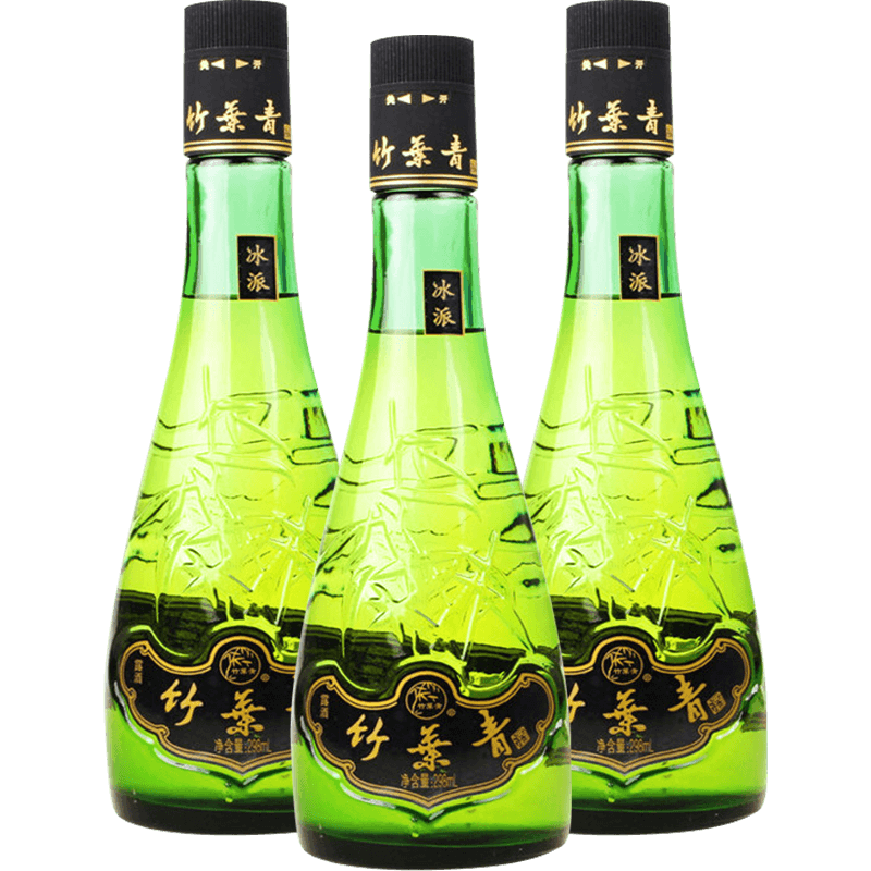 【2014年老酒】山西汾酒 38度冰派竹叶青酒298ml*3瓶装 国产露酒