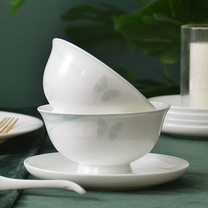 华光国瓷 骨瓷餐具单品 健康釉中彩家用中式骨瓷 碗盘碟 莫兰迪