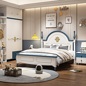 00迪美尔旗舰店天猫新中式实木儿童床胡桃木北欧床头储物收纳儿童房