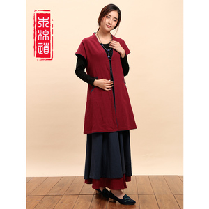 木棉道春夏装民族风改良唐装背心女装上衣纯棉中式旗袍马甲16066