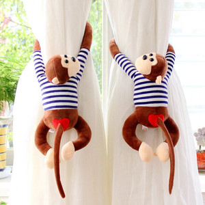磁吸长臂挂猴窗帘扣绑带创意卡通条纹小猴子儿童房客厅卧室装饰女