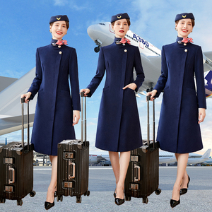 空姐冬装制服大衣羊毛呢子大衣女工作服长款秋加厚售楼部酒店前台