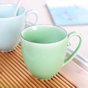 小利青瓷随手情侣陶瓷水杯茶杯中式有手柄紫线泡茶杯单杯牛奶杯子