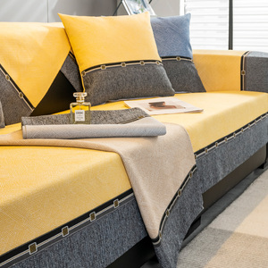 沙发垫四季通用高端防滑2022新款实木皮沙发棉麻坐垫子盖布巾定做