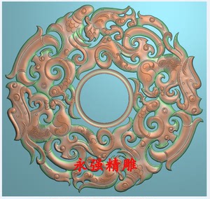 青铜器圆草龙纹饰25 源文件精雕图 精品图jdp仿古玉雕把件挂件