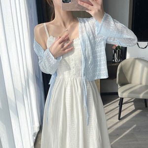 今年流行漂亮套装裙女夏季新款小清新白色吊带连衣裙两件套小个子