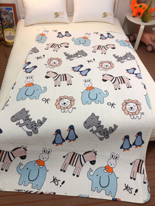 特价~韩国卡通儿童床盖斜纹纯棉全棉砂洗被两用双面铺盖床垫衍缝
