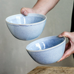 【9.9两个面碗】蓝色碗盘套装小清新陶瓷餐具 汤碗沙拉碗喝粥