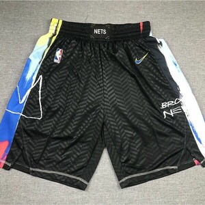 篮网涂鸦城市版球裤欧文哈登刺绣杜兰特球迷版休闲运动裤春夏短裤