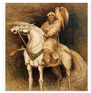 新款5d魔方钻石画成吉思汗狩猎图十字绣客厅人物蒙古英雄竖版满钻