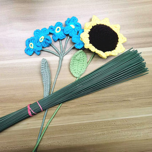 花杆手工铁丝热熔胶棒钩针花朵花束向日葵毛线编织diy制作材料包