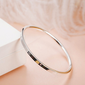 艺银格足银手镯七彩拉丝闭口四叶草银手镯-时尚简约百搭2023新款