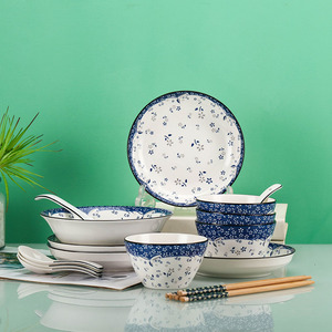 好看新款1-4人碗碟套装家用陶瓷个性创意碗筷盘子组合餐具微波炉