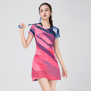 羽毛球服女连衣裙速干短袖套装大码运动短袖吸汗透气韩版网球服