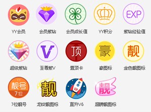 yy豪字图标金色金龙翅膀靓经验成长值积分至尊紫v
