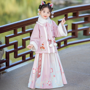 汉服女童冬款拜年服儿童古风超仙唐装小女孩中国风女宝宝古装冬季