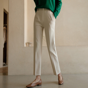 snidel西裤女春新款设计高腰垂坠感直筒裤女洋气米色西装裤1人付款