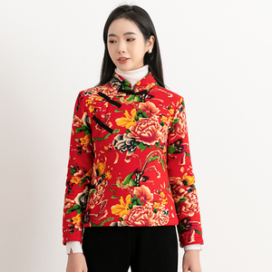 国潮风复古改良款斜襟棉衣大襟棉服立领盘扣纯棉花手工棉袄0人付款