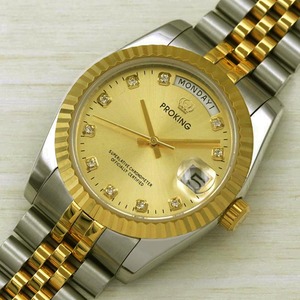 皇冠正品男表机械表全自动防水镶钻金色新款男士手表商务时尚腕表