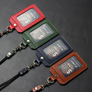 手工真皮员工工作证件卡套带挂绳高档挂颈公交饭卡上班卡创意工卡